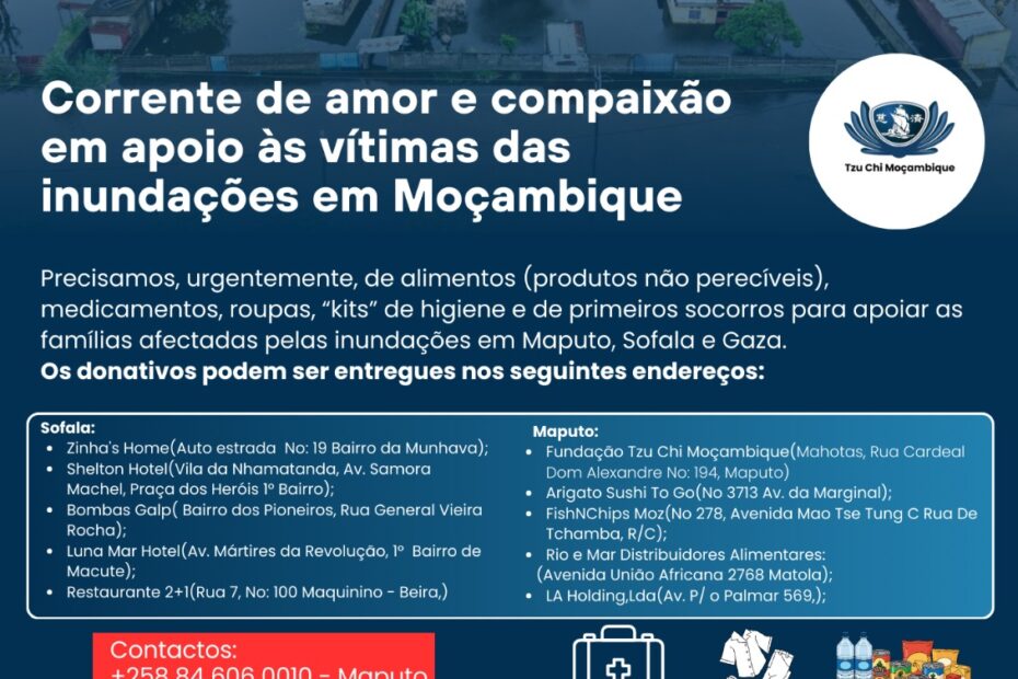 Tzu Chi lança campanha para apoiar vítimas das inundações com apelo à mobilização colectiva